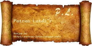 Petres Lotár névjegykártya
