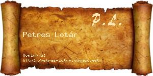 Petres Lotár névjegykártya